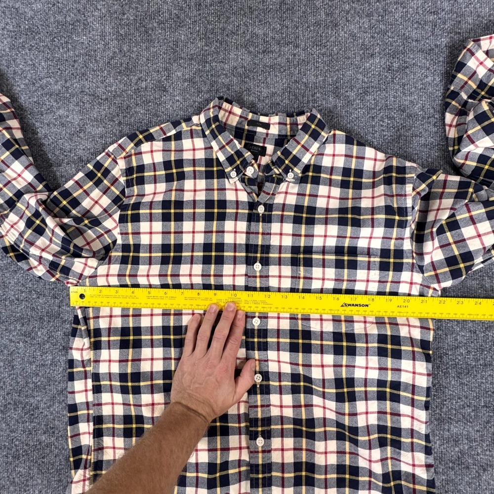 J.Crew Oxford Cotton Plaid Button-Down Shirt Men's L Classic Fit Long Sleeve - Picture 4 of 8